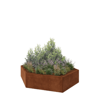 Corten steel planter - Hexagon - 199,3 x 173,2 x 40 cm - Without bottom plate