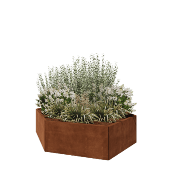 Corten steel planter - Hexagon - 199,3 x 173,2 x 50 cm - Without bottom plate