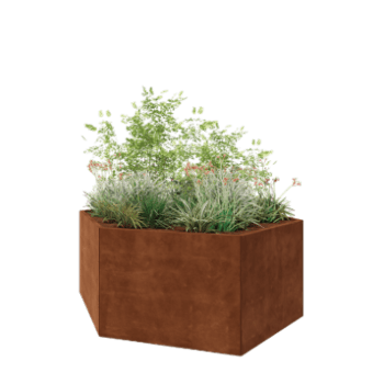 Corten steel planter - Hexagon - 199,3 x 173,2 x 80 cm - Without bottom plate