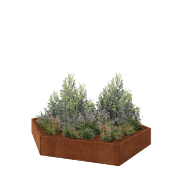 Corten steel planter - Hexagon - 239,3 x 207,8 x 30 cm - Without bottom plate