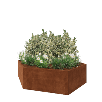 Corten steel planter - Hexagon - 239,3 x 207,8 x 60 cm - Without bottom plate