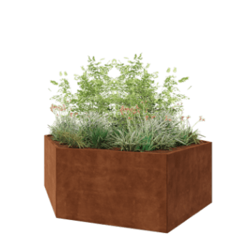 Corten steel planter - Hexagon - 239,3 x 207,8 x 80 cm - Without bottom plate