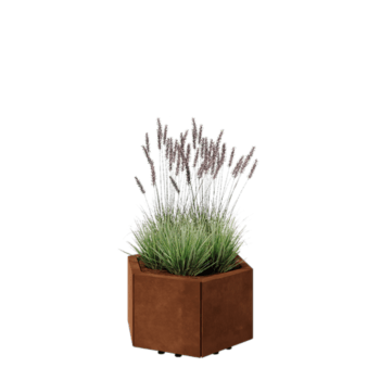Corten steel planter - Hexagon - 59,3 x 52 x 30 cm - With bottom plate - With legs
