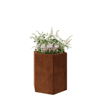 Corten steel planter - Hexagon - 59,3 x 52 x 60 cm - With bottom plate