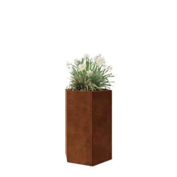 Corten steel planter - Hexagon - 59,3 x 52 x 80 cm - With bottom plate