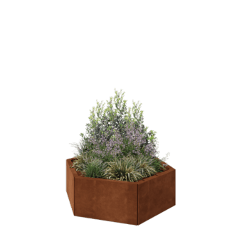 Corten steel planter - Hexagon - 99,3 x 86,6 x 30 cm - Without bottom plate