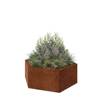 Corten steel planter - Hexagon - 119,3 x 103,9 x 40 cm - Without bottom plate