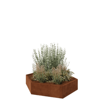 Corten steel planter - Hexagon - 159,3 x 138,6 x 30 cm - Without bottom plate