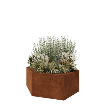 Corten steel planter - Hexagon - 159,3 x 138,6 x 60 cm - Without bottom plate