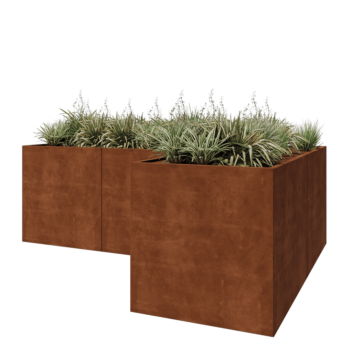 Corten steel planter - Corner - 300 x 200 x 100 cm - With bottom plate