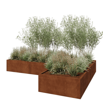 Corten steel planter - Corner - 300 x 200 x 40 cm - Without bottom plate