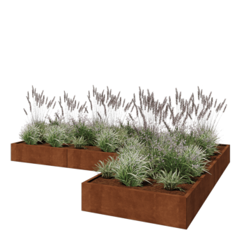 Corten steel planter - Corner - 360 x 240 x 30 cm - With bottom plate
