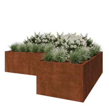 Corten steel planter - Corner - 360 x 240 x 80 cm - With bottom plate