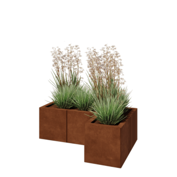 Corten steel planter - Corner - 90 x 60 x 30 cm - With bottom plate