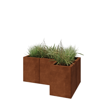 Corten steel planter - Corner - 90 x 60 x 40 cm - Without bottom plate