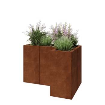 Corten steel planter - Corner - 90 x 60 x 60 cm - With bottom plate