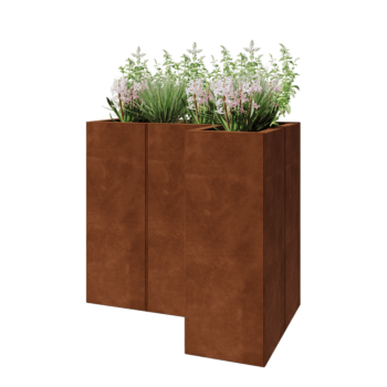 Corten steel planter - Corner - 90 x 60 x 80 cm - With bottom plate