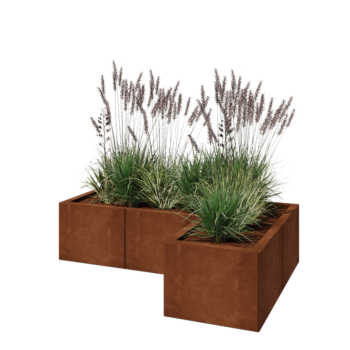 Corten steel planter - Corner - 120 x 80 x 30 cm - With bottom plate