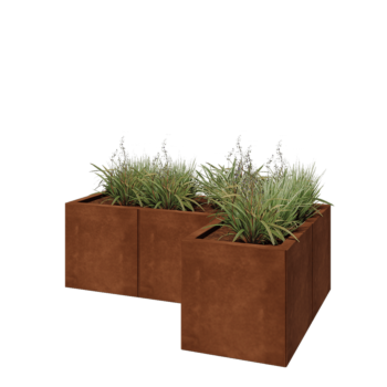 Corten steel planter - Corner - 120 x 80 x 40 cm - Without bottom plate