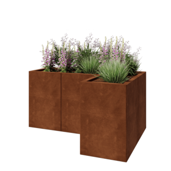 Corten steel planter - Corner - 120 x 80 x 60 cm - Without bottom plate