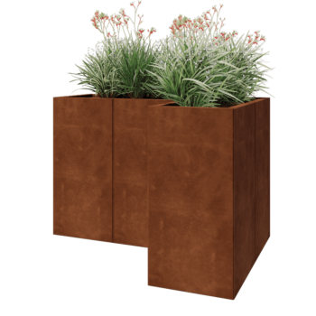 Corten steel planter - Corner - 120 x 80 x 80 cm - With bottom plate