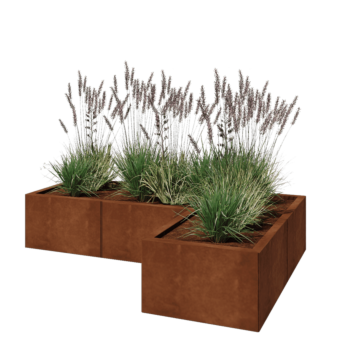 Corten steel planter - Corner - 150 x 100 x 30 cm - Without bottom plate