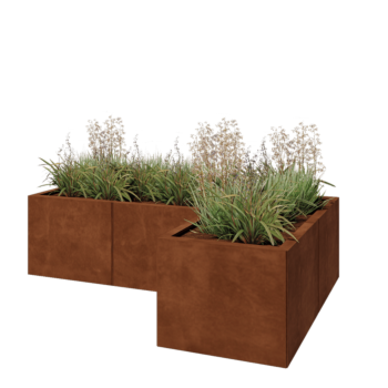 Corten steel planter - Corner - 150 x 100 x 40 cm - With bottom plate