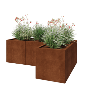 Corten steel planter - Corner - 150 x 100 x 50 cm - With bottom plate