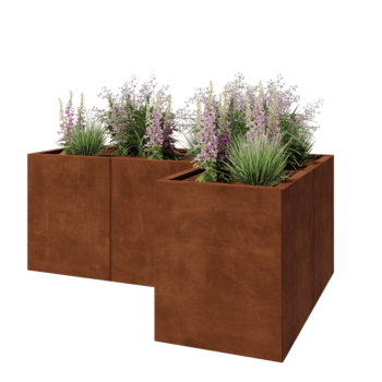 Corten steel planter - Corner - 150 x 100 x 60 cm - Without bottom plate