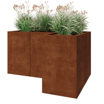 Corten steel planter - Corner - 150 x 100 x 80 cm - Without bottom plate