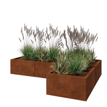 Corten steel planter - Corner - 180 x 120 x 30 cm - With bottom plate