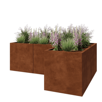Corten steel planter - Corner - 180 x 120 x 60 cm - With bottom plate