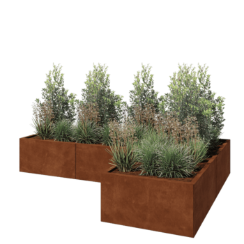 Corten steel planter - Corner - 240 x 160 x 40 cm - Without bottom plate