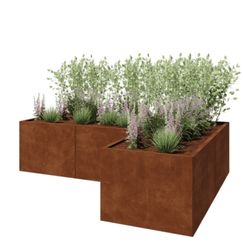 Corten steel planter - Corner - 240 x 160 x 60 cm - Without bottom plate
