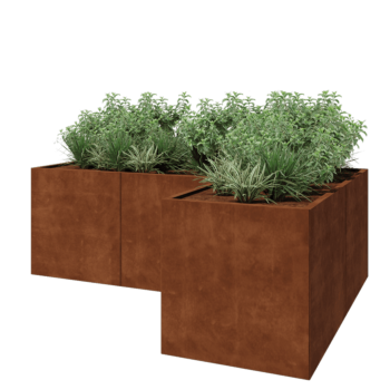 Corten steel planter - Corner - 240 x 160 x 80 cm - Without bottom plate