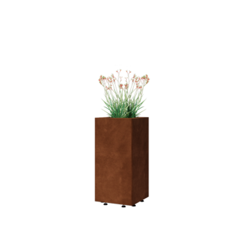 Corten steel planter - Square - 30 x 30 x 60 cm - With bottom plate - With legs