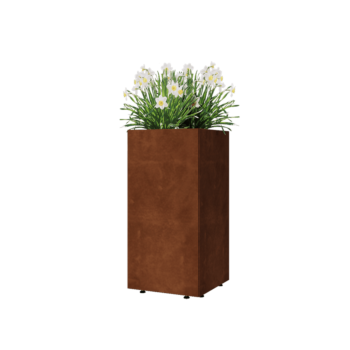 Corten steel planter - Square - 40 x 40 x 80 cm - With bottom plate - With legs