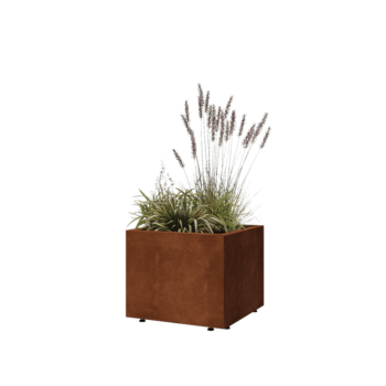 Corten steel planter - Square - 50 x 50 x 40 cm - With bottom plate - With legs