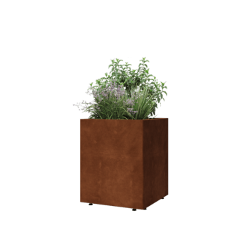 Corten steel planter - Square - 50 x 50 x 60 cm - With bottom plate - With legs