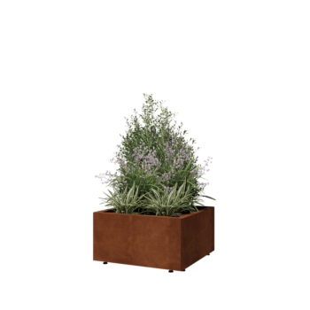 Corten steel planter - Square - 60 x 60 x 30 cm - With bottom plate - With legs