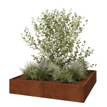 Corten steel planter XXL - Square - 160 x 160 x 30 cm - Without bottom plate