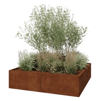 Corten steel planter XXL - Square - 160 x 160 x 40 cm - Without bottom plate