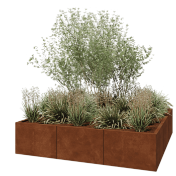 Corten steel planter XXL - Square - 180 x 180 x 40 cm - Without bottom plate