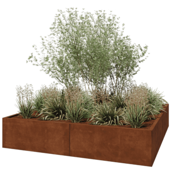 Corten steel planter XXL - Square - 200 x 200 x 40 cm - Without bottom plate