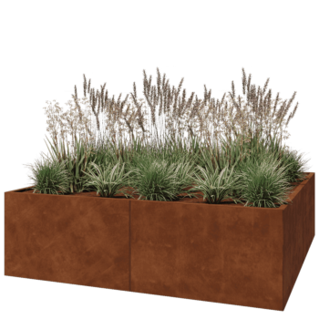 Corten steel planter XXL - Square - 200 x 200 x 60 cm - Without bottom plate