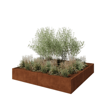 Corten steel planter XXL - Square - 240 x 240 x 40 cm - Without bottom plate