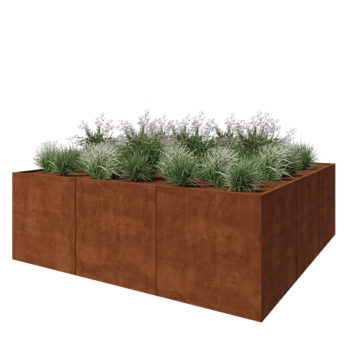 Corten steel planter XXL - Square - 300 x 300 x 100 cm - Without bottom plate