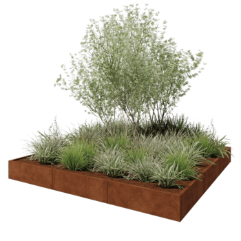 Corten steel planter XXL - Square - 300 x 300 x 30 cm - Without bottom plate