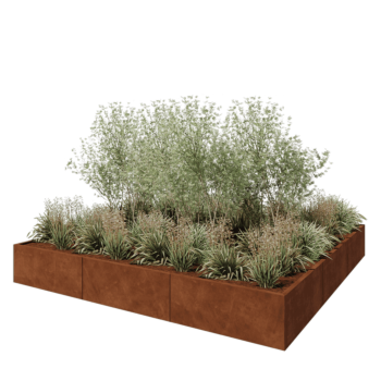 Corten steel planter XXL - Square - 300 x 300 x 40 cm - Without bottom plate