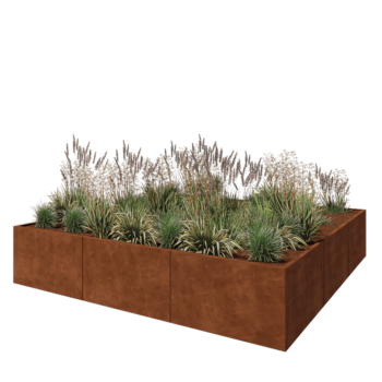 Corten steel planter XXL - Square - 300 x 300 x 60 cm - Without bottom plate